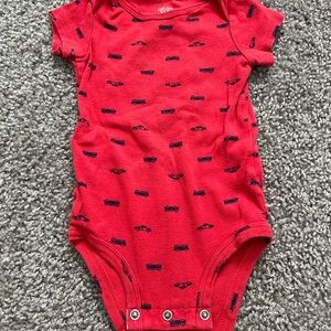Carter's Red Infant Bodysuit with Vehicle Print